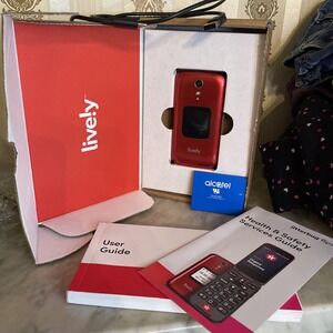 Lively Jitterbug Flip 2 4058P 16GB Urgent Button Seniors 4G LTE Phone Red + Xtra